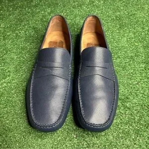 Donald J Pliner Vinco3 Pebbled Leather Penny Loafer Driver 9.5 Blue Stitching Donald J. Pliner | Shoes | Donald J Pliner Vinco Mens Blue  main image 3